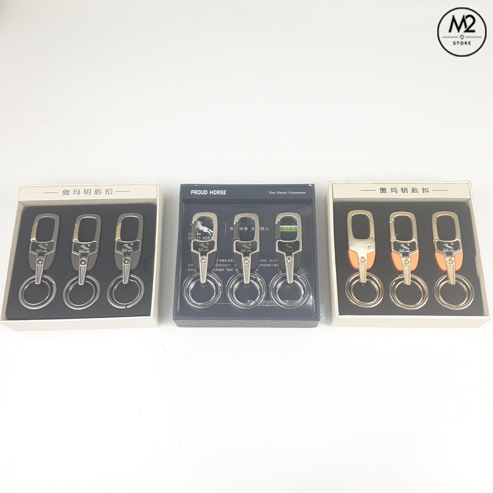 Móc khoá xe máy ô tô đẹp Proud Horse có chốt móc đĩa quần inox cao cấp thời trang, lịch lãm MK03-A5