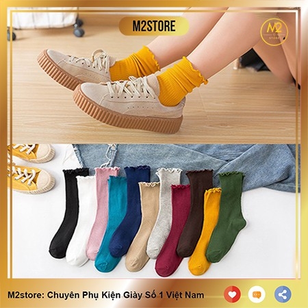 [Vớ Bèo Nữ] Tất Bèo Nhún Nữ Cổ Cao Phong Cách Vintage Hàn Quốc TNG17