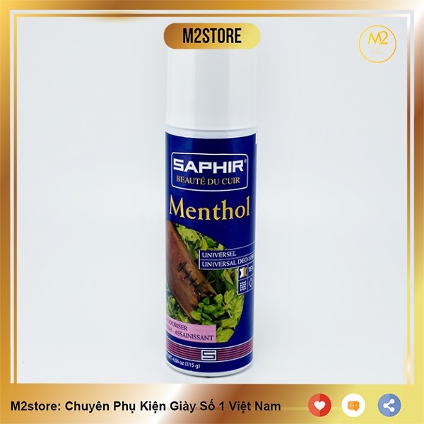 Xịt khử mùi giày da hương bạc hà Saphir Menthol 200ml XDG98