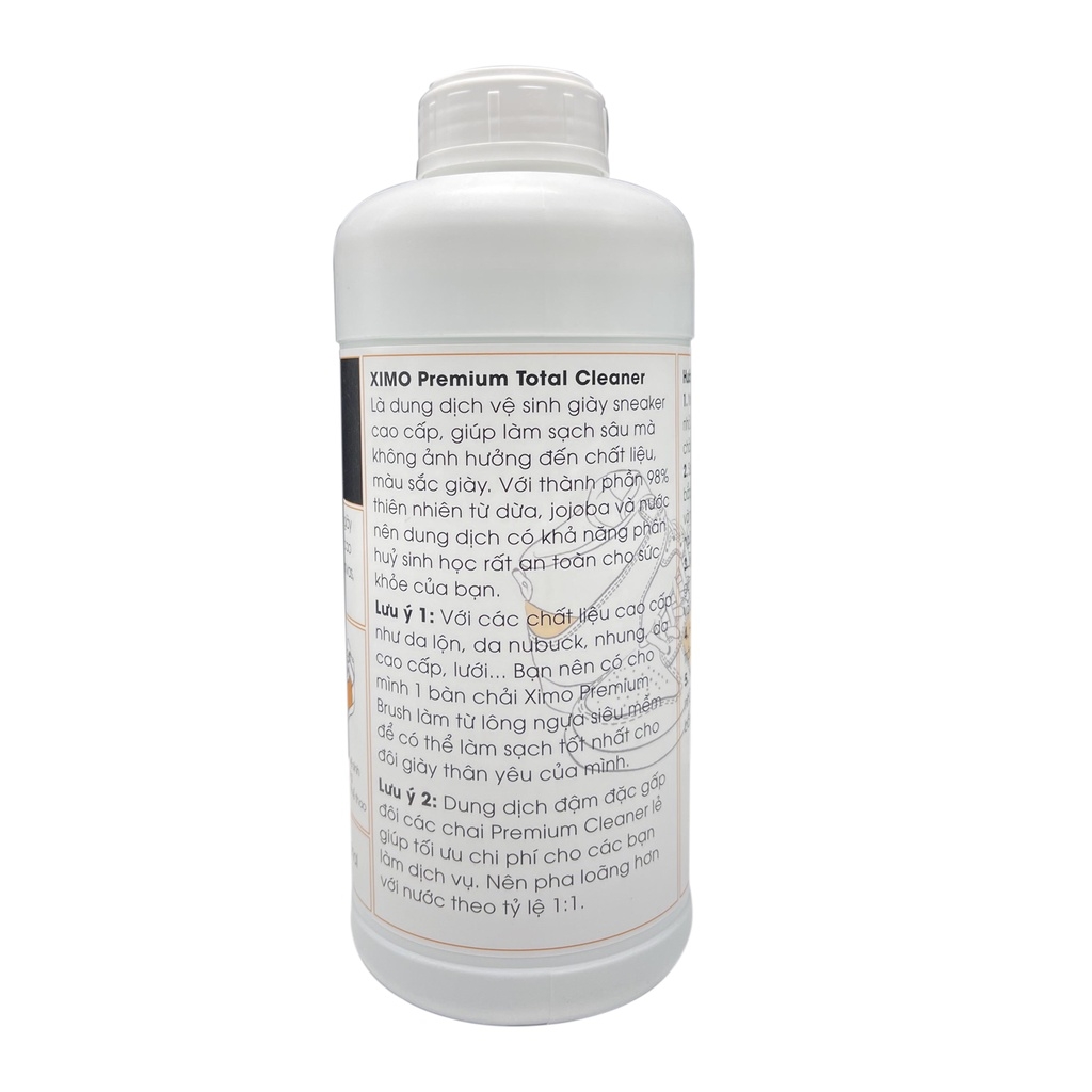 Can Dung Dịch Vệ Sinh Giày XIMO Prenium Total Cleaner 1000ml - Chuyên cho các đại lý giặt giày