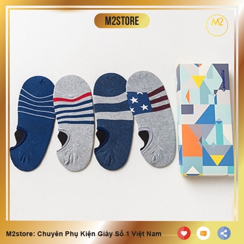 Set 4 Đôi Tất Vớ Nam Cao Cấp Cổ Ngắn Cotton Phong Cách America TN34