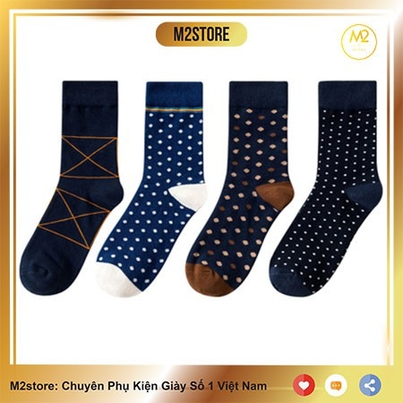 Set 4 Đôi Tất Vớ Nam Cao Cổ Cotton Cao Cấp Họa Tiết Độc Đáo Nhật Bản TN38