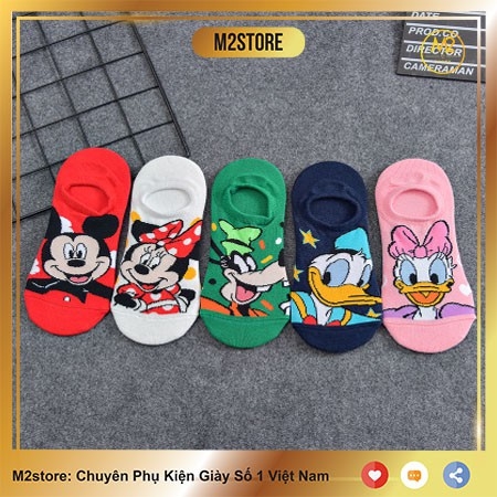 Set 5 Đôi Tất Vớ Nữ Cổ Ngắn In Họa Tiết Nhân Vật Hoạt Hình Cực Dễ Thương TNG44