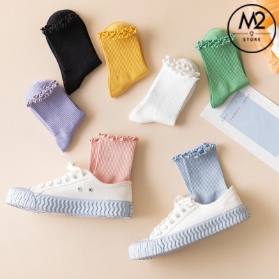 [Vớ Bèo Nữ] Tất Bèo Nhún Nữ Cổ Cao Phong Cách Vintage Hàn Quốc TNG17