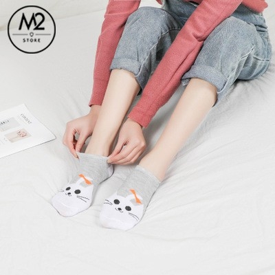 Set 5 Đôi Vớ Tất Nữ Cổ Ngắn Mặt Mèo Đáng Yêu TNG31-G5