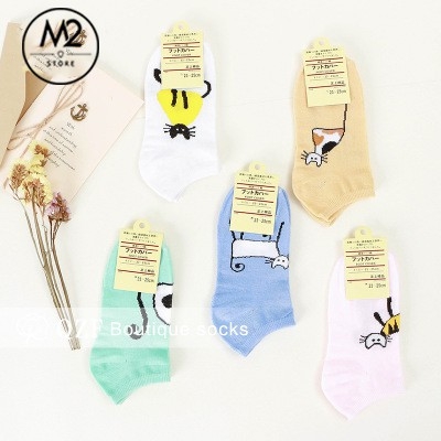 Set 5 Đôi Vớ Tất Nữ Cổ Ngắn Hình Mèo Đáng Yêu Cực Xinh TNG24-G5