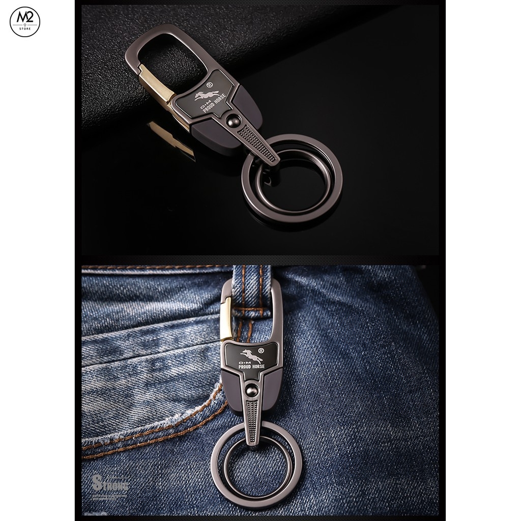 Móc khoá xe máy ô tô đẹp Proud Horse có chốt móc đĩa quần inox cao cấp thời trang, lịch lãm MK03-A5