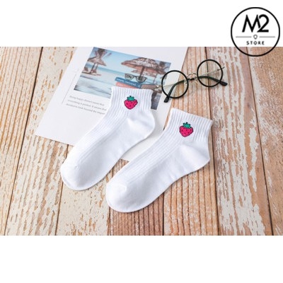 Set 5 Đôi Vớ Tất Nữ Cổ Ngắn In Hình Hoa Quả Đáng Yêu TNG33-G6