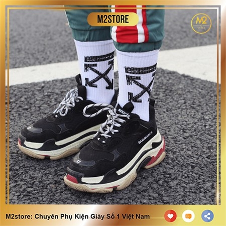 Tất nam nữ cao cổ Ulzzang Hàn Quốc sọc giật gân cotton XIMO (TN14-H2)