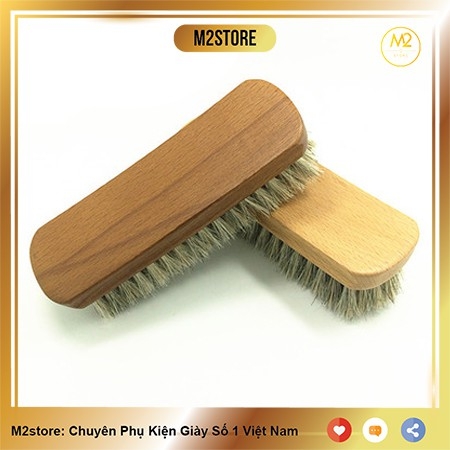 Bàn chải đánh giày lông ngựa gỗ sồi cao cấp cỗ lớn chuyên dụng BCDG20