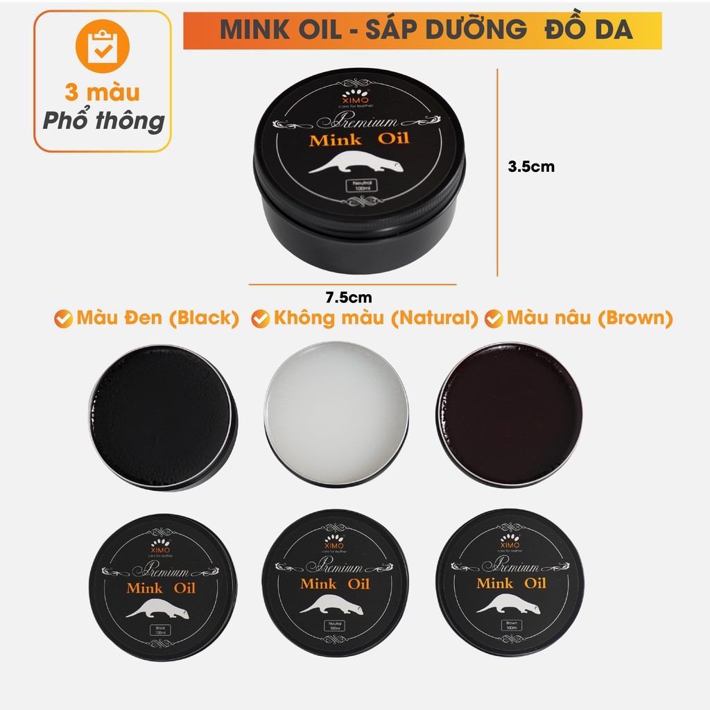 Mink oil mỡ chồn XIMO chuyên bảo dưỡng chăm sóc đồ da, làm mới, phục hồi giày da, túi xách, áo da, ví da, ghế sofa XI01