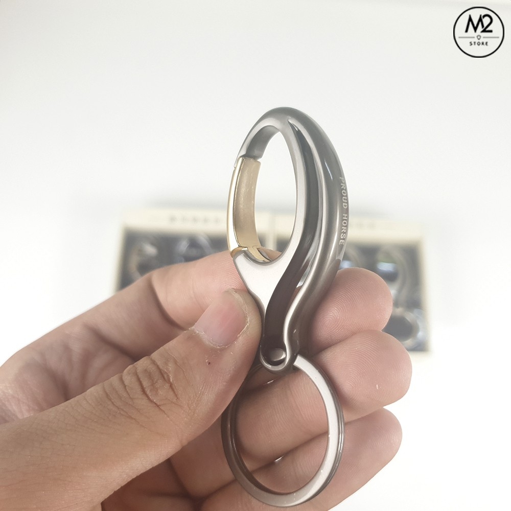 Móc chìa khoá xe máy ô tô đẹp Proud Horse có chốt gài thắt lưng thời trang chất liệu inox cao cấp MK09-A5