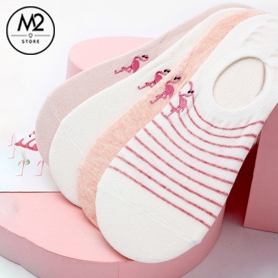 Set Tất Vớ Nữ Lười, Cổ Ngắn Caramella 4 Đôi Mẫu Hồng Hạc TNG48