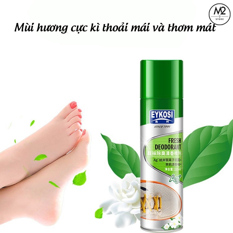 Bình xịt lưu hương chống thối chân mùi giày EYKOSI XIMO, kháng khuẩn, công nghệ Bạc ion (VSG08)