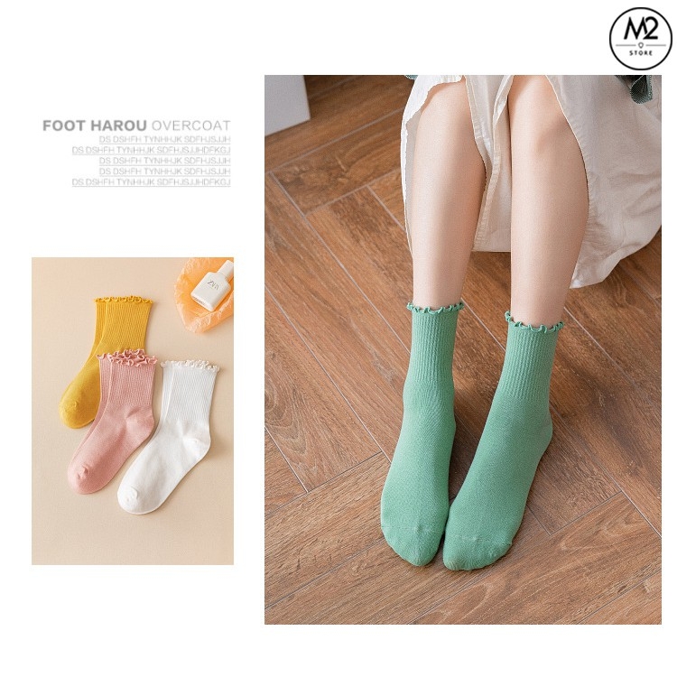 [Vớ Bèo Nữ] Tất Bèo Nhún Nữ Cổ Cao Phong Cách Vintage Hàn Quốc TNG17