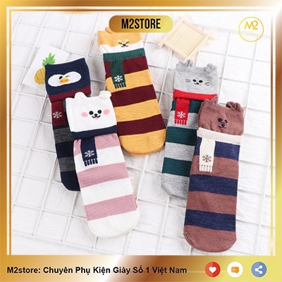 Combo 5 Đôi Tất Vớ Nữ Cổ Cao Thiết Kế Cực Đáng Yêu TNG41