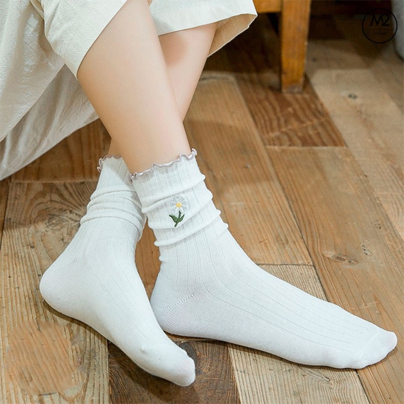 [Vớ Bèo Nữ] Tất Bèo Nhún Nữ Cổ Cao Phong Cách Vintage Hàn Quốc TNG16