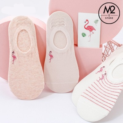 Set Tất Vớ Nữ Lười, Cổ Ngắn Caramella 4 Đôi Mẫu Hồng Hạc TNG48