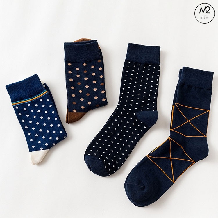 Set 4 Đôi Tất Vớ Nam Cao Cổ Cotton Cao Cấp Họa Tiết Độc Đáo Nhật Bản TN38