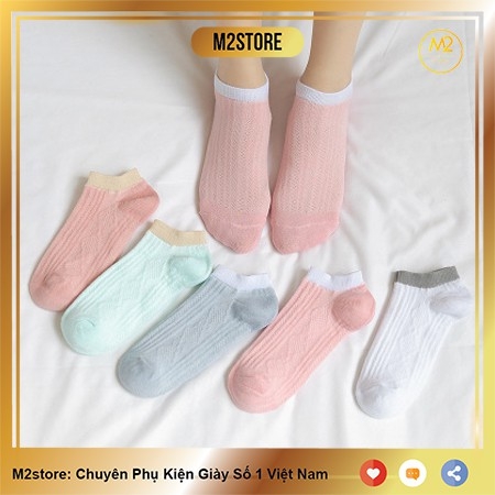 Set 5 Đôi Vớ Tất Nữ Cổ Ngắn Vân Hình Thoi Cực Xịn TNG22-G5