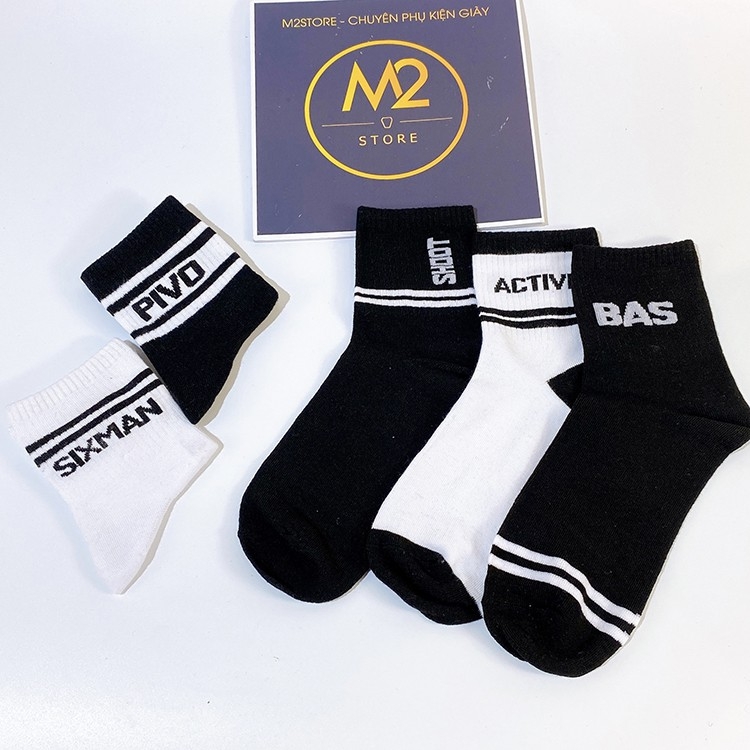 Combo 5 Đôi Vớ Tất Nam Nữ Cổ Cao Năng Động Sixman 100% cotton (TN08-H2)