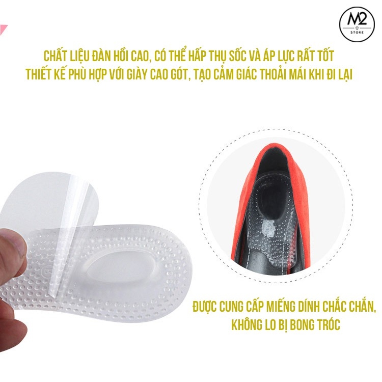 Miếng lót giày cao gót silicon massage êm chân, chống đau và chai gót chân XIMO LGCG03