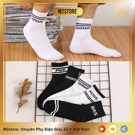 Combo 5 Đôi Vớ Tất Nam Nữ Cổ Cao Năng Động Sixman 100% cotton (TN08-H2)