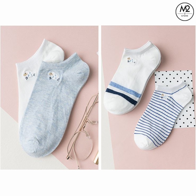 Set Tất Vớ Nữ Cổ Ngắn Caramella 4 Đôi Cao Cấp Mẫu Cừu Xinh TNG45