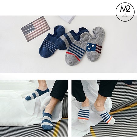 Set 4 Đôi Tất Vớ Nam Cao Cấp Cổ Ngắn Cotton Phong Cách America TN34
