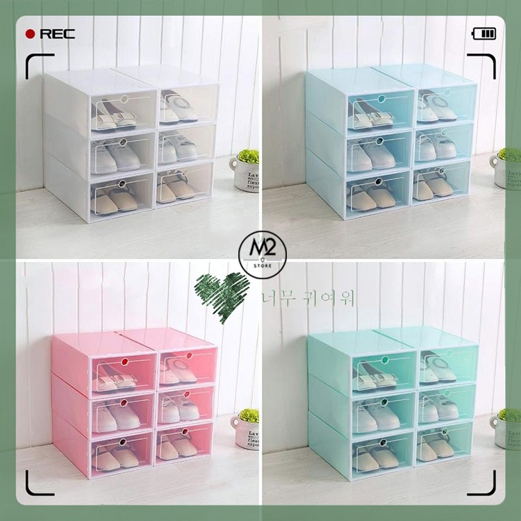 Hộp Đựng Giày Dép Nắp Nhựa Cứng Trong Suốt Thời Trang, Size lớn Chịu Lực 4kg XIMO HDG01