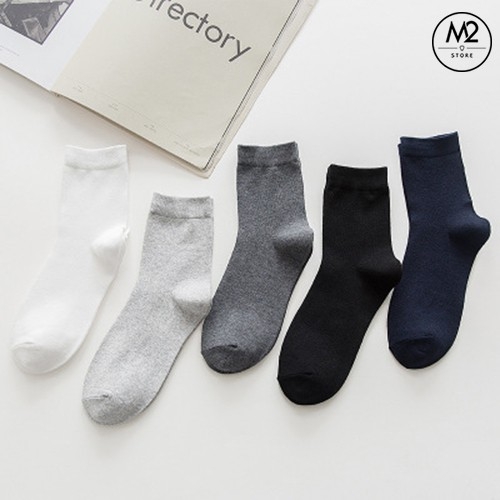 Vớ - Tất Nam Nữ Hàn Quốc Trơn Cao Cổ 100% Cotton HARUMA TN06