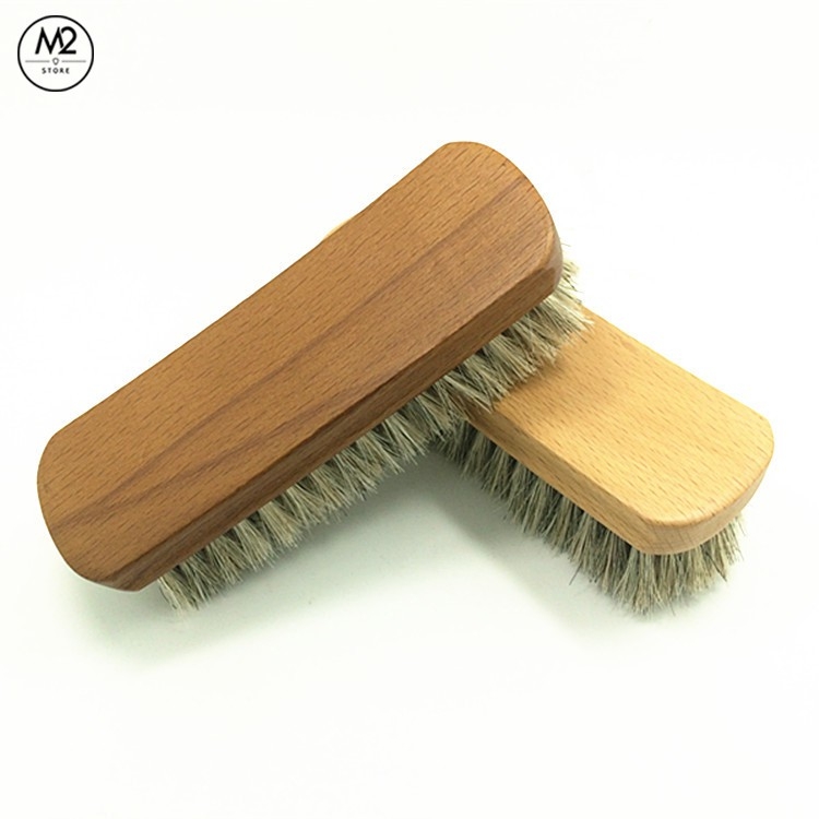 Bàn chải đánh giày lông ngựa gỗ sồi cao cấp cỗ lớn chuyên dụng BCDG20