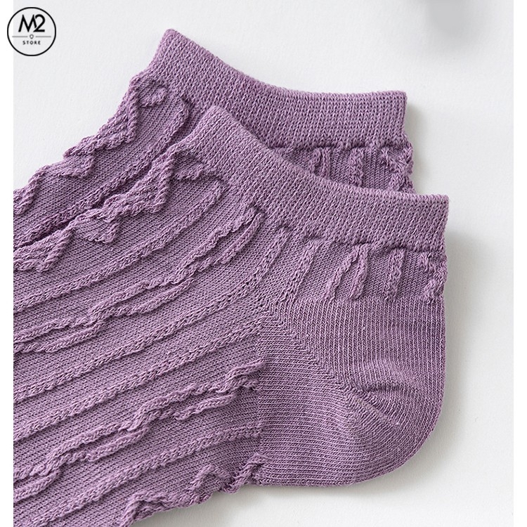 Set Tất Vớ Lười, Cổ Ngắn Caramella 3 Đôi Tím Hoa Thủy Chung TNG50