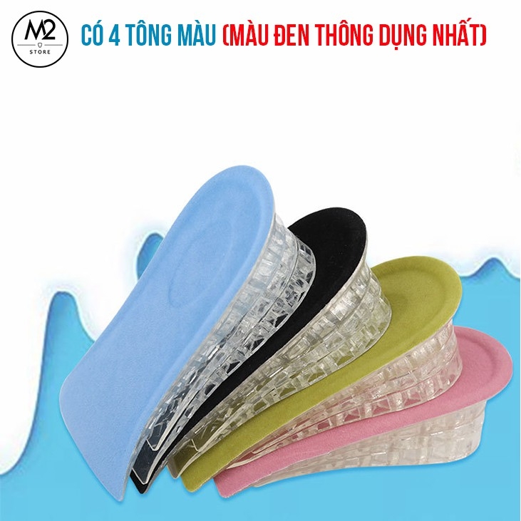 Lót giày tăng chiều cao nam nữ 4,5cm 3 nấc silicon nửa bàn loại L2 – Black (Bán Chạy)