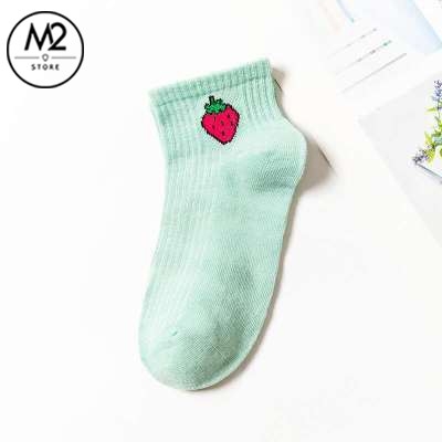 Set 5 Đôi Vớ Tất Nữ Cổ Ngắn In Hình Hoa Quả Đáng Yêu TNG33-G6