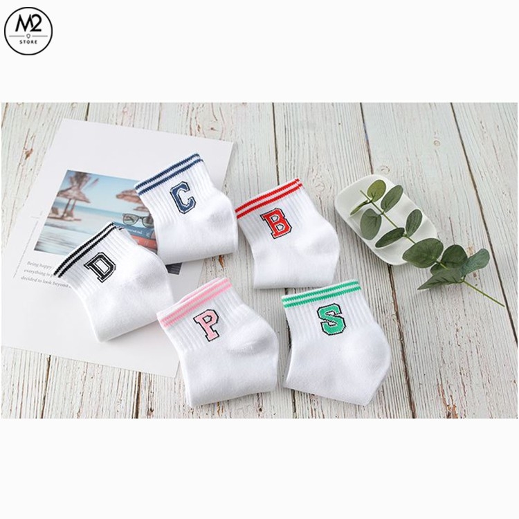 Set 5 Đôi Vớ Tất Nữ Cổ Ngắn In Hình Chữ Cái TNG32-G5