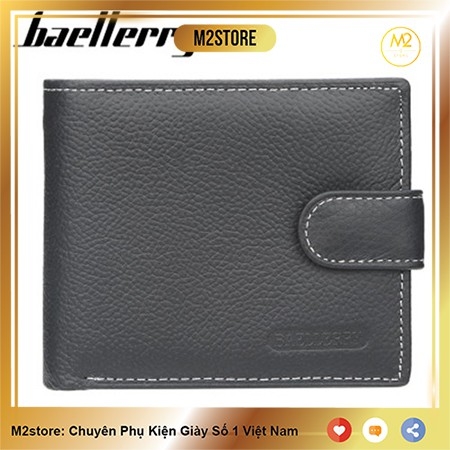 Bóp ví nam Baellery VNN07-A1 Da bò thật phong cách Hàn Quốc