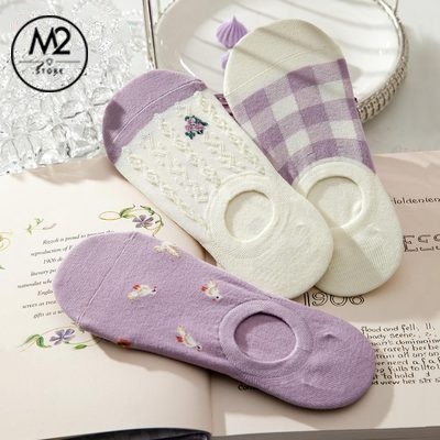 Set Tất Vớ Nữ Lười, Cổ Ngắn Caramella Tím Cánh Chim Mộng Mơ TNG54