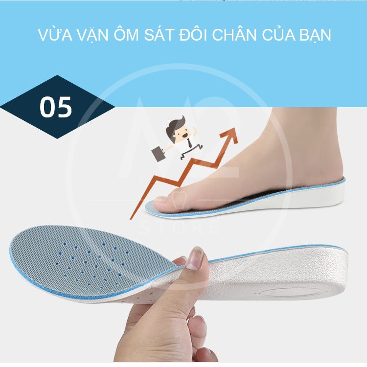 Cặp lót giày tăng chiều cao cao su độn đế tăng 1,5-3cm - Loại nguyên bàn chân - L13
