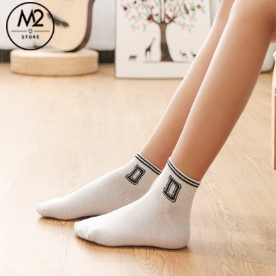 Set 5 Đôi Vớ Tất Nữ Cổ Ngắn In Hình Chữ Cái TNG32-G5