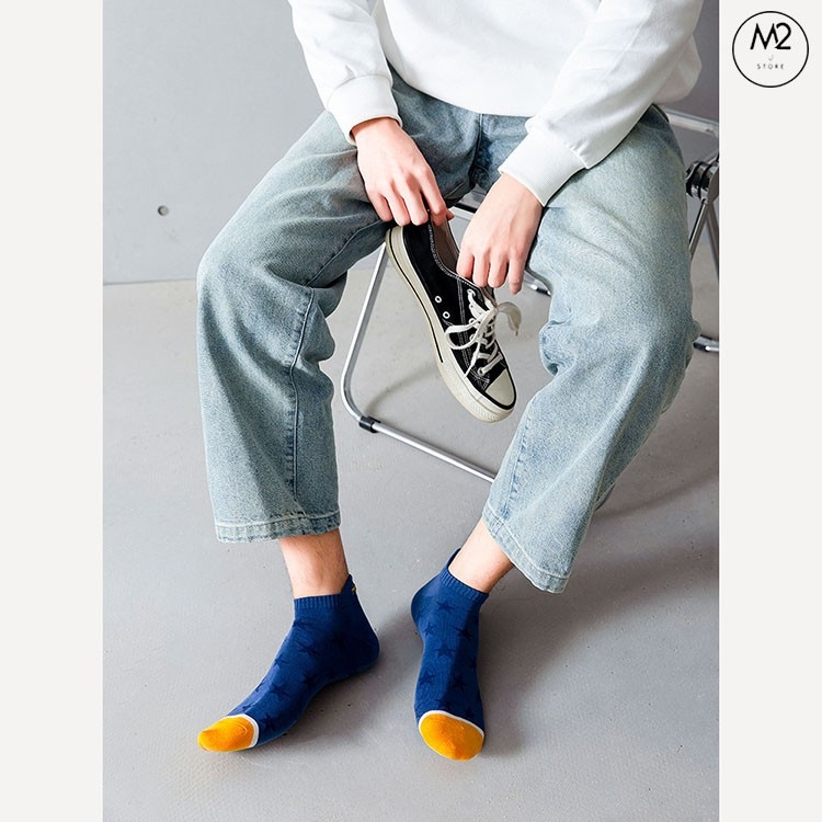 Set 5 Đôi Tất Vớ Nam Cổ Ngắn Cao Cấp Họa Tiết Sao Năng Động TN39