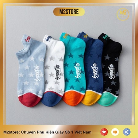Set 5 Đôi Tất Vớ Nam Cổ Ngắn Cao Cấp Họa Tiết Sao Năng Động TN39
