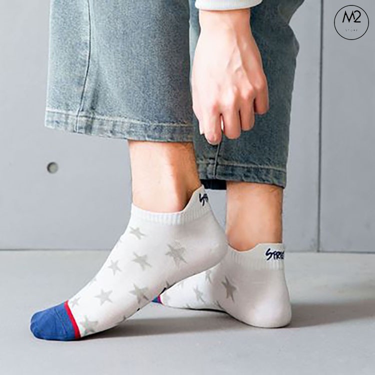 Set 5 Đôi Tất Vớ Nam Cổ Ngắn Cao Cấp Họa Tiết Sao Năng Động TN39