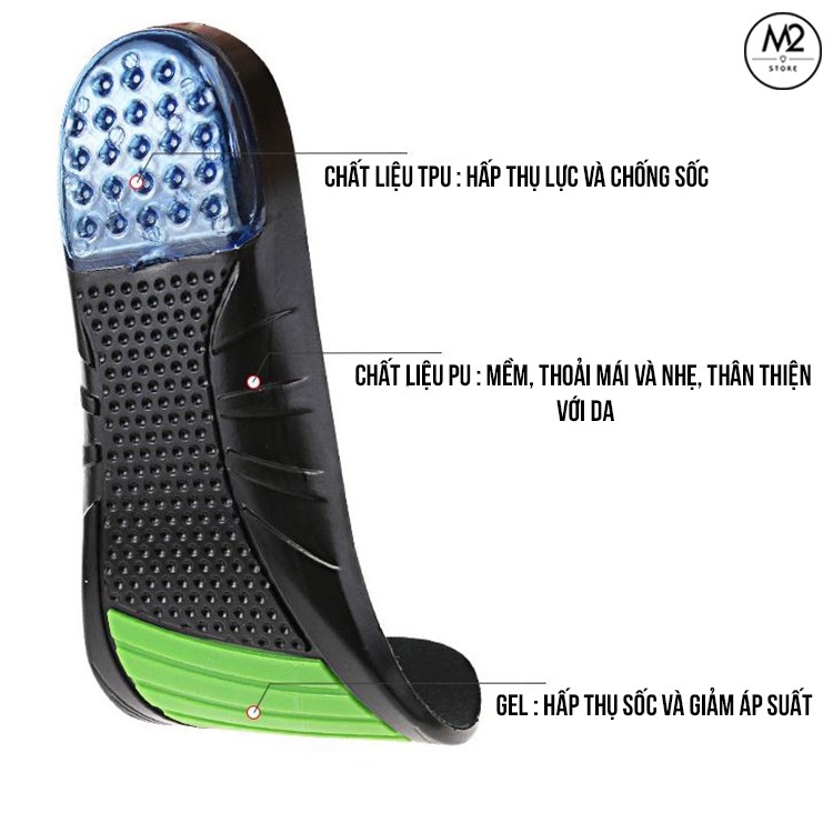 Lót giày thể thao cao su PU cao cấp êm chân thoáng khí thấm hút mồ hôi chống sốc tốt LGTT13-C2