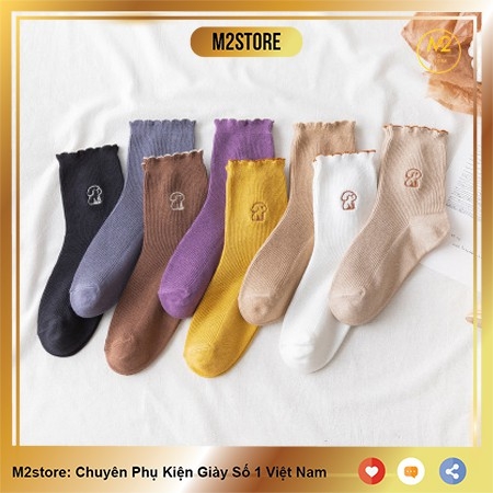 Tất Bèo Nữ Cổ Cao Thêu Hình Cún Ngồi Đáng Yêu TNG01