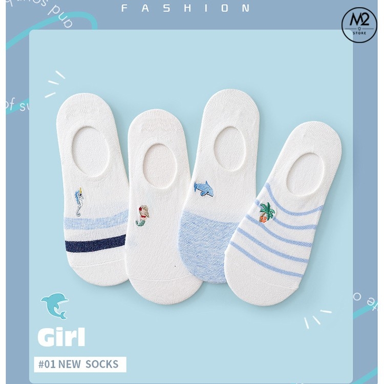 Set Tất Vớ Lười Nữ Caramella 4 Đôi Họa Tiết Nhỏ Xinh Xắn TNG49