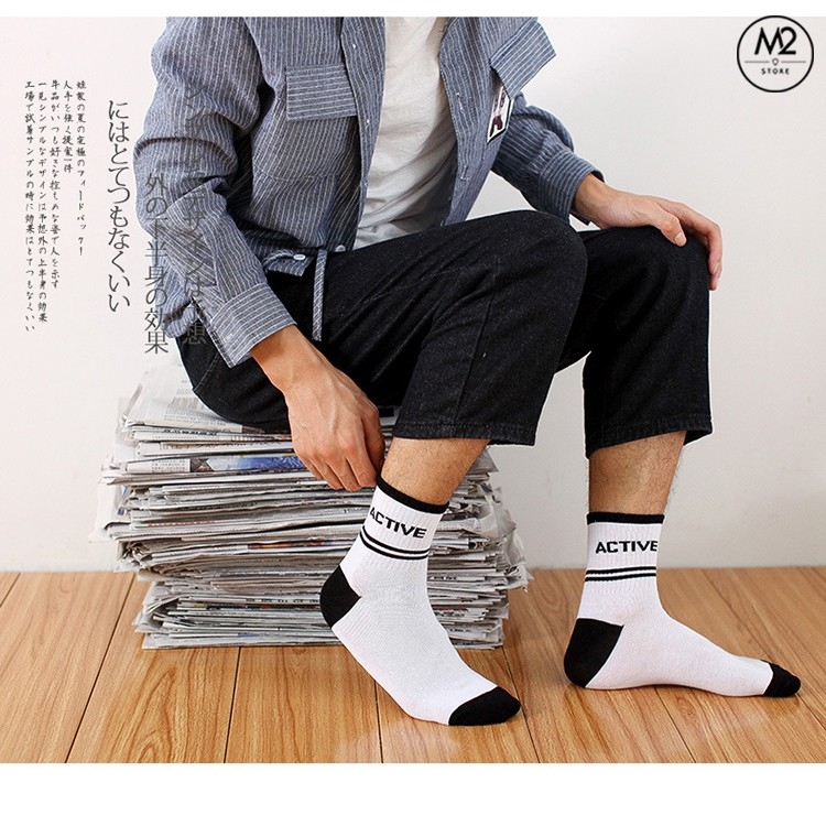 Combo 5 Đôi Vớ Tất Nam Nữ Cổ Cao Năng Động Sixman 100% cotton (TN08-H2)