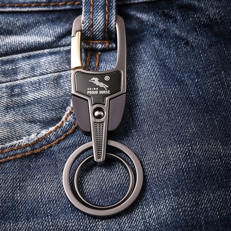 Móc khoá xe máy ô tô đẹp Proud Horse có chốt móc đĩa quần inox cao cấp thời trang, lịch lãm MK03-A5