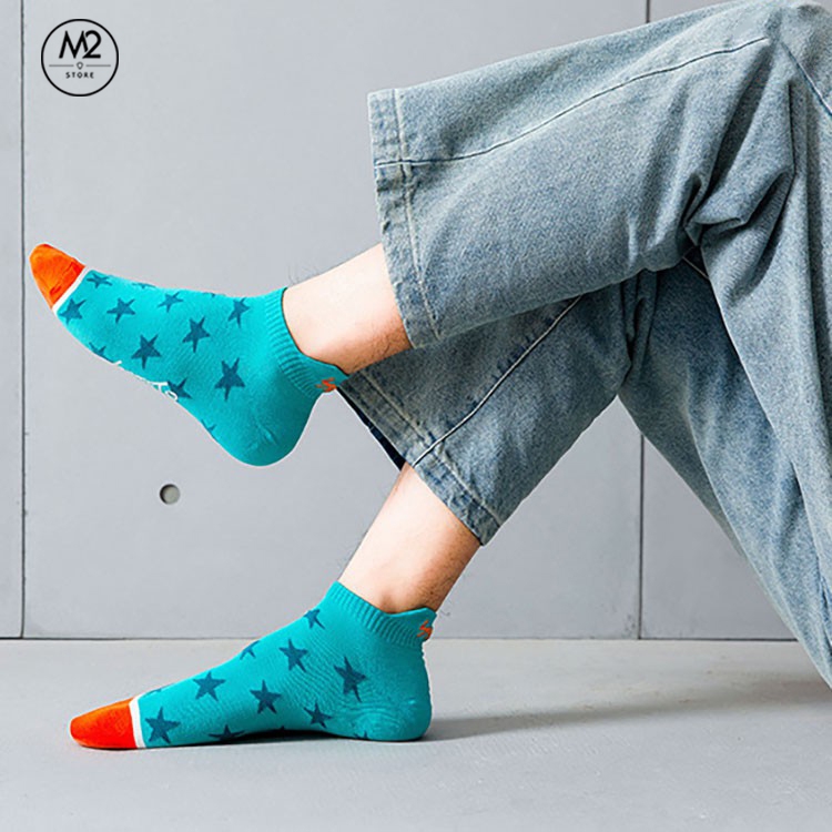 Set 5 Đôi Tất Vớ Nam Cổ Ngắn Cao Cấp Họa Tiết Sao Năng Động TN39