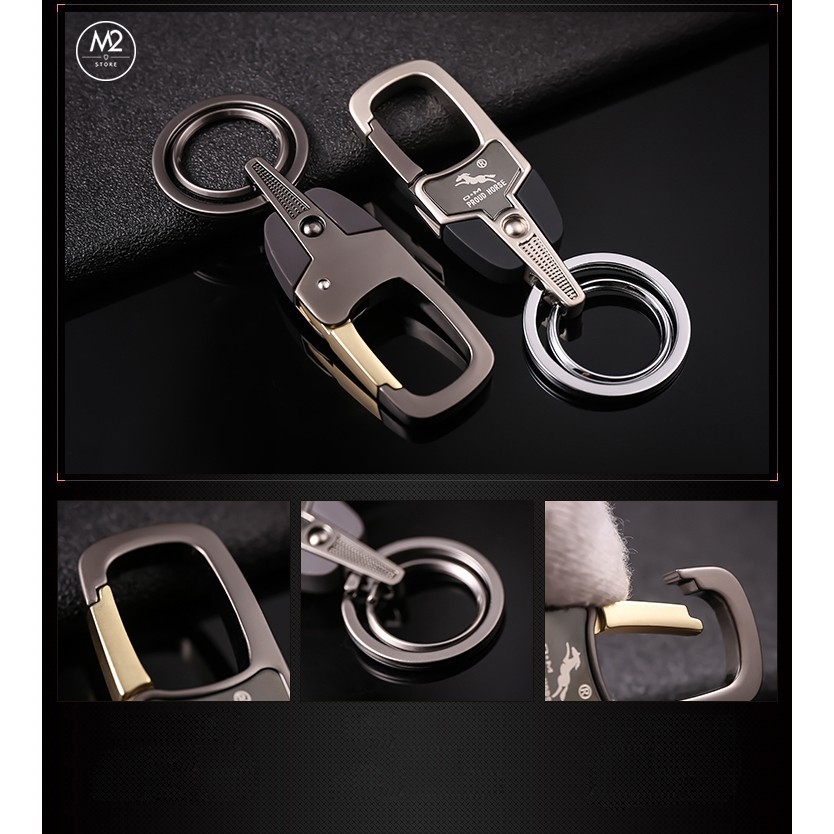 Móc khoá xe máy ô tô đẹp Proud Horse có chốt móc đĩa quần inox cao cấp thời trang, lịch lãm MK03-A5
